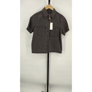 Quince Charcoal Short-Sleeve Button-Up Shirt